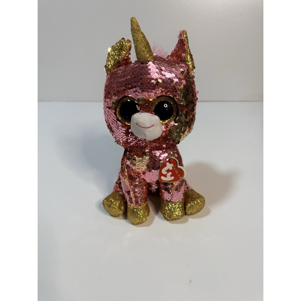 TY Beanie Boos Flippables Sparkle Stuffed Plush Pink  Sequence Unicorn